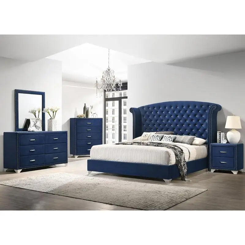 Bedroom Set - Elegant Pacific Blue 5-Piece Eastern King Bedroom Set