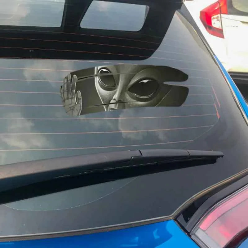 3D Alien Cracked Car Vinyl Sticker