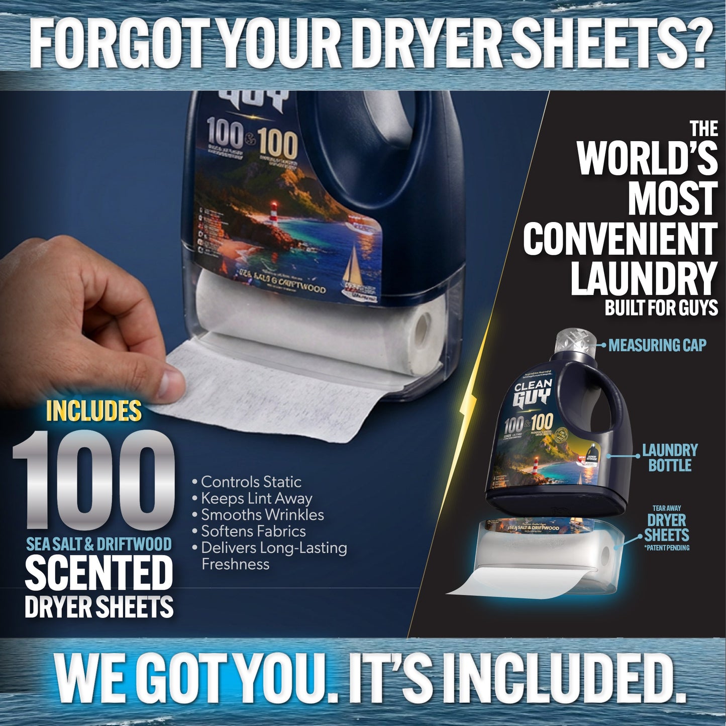 Heavy Duty Premium Laundry Detergent + Built-In Dryer Sheets