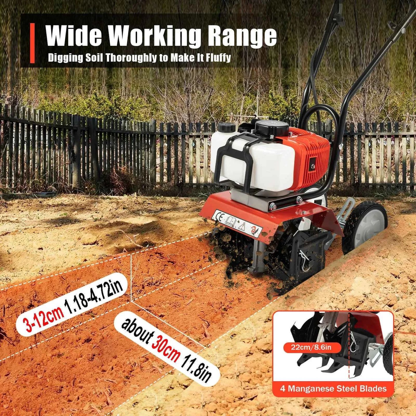 Gasoline Garden Tiller 2-Stroke