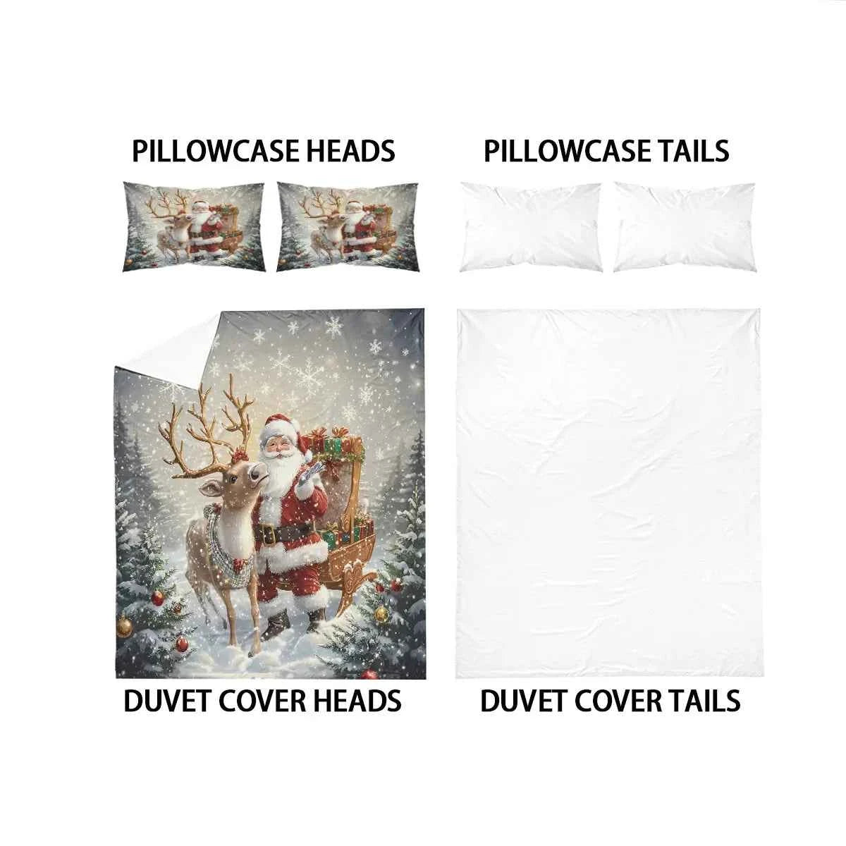 3-Piece Santa Claus Printed Bedding Set
