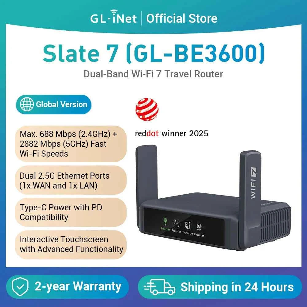 Wi‑Fi 7 Travel Router Touchscreen