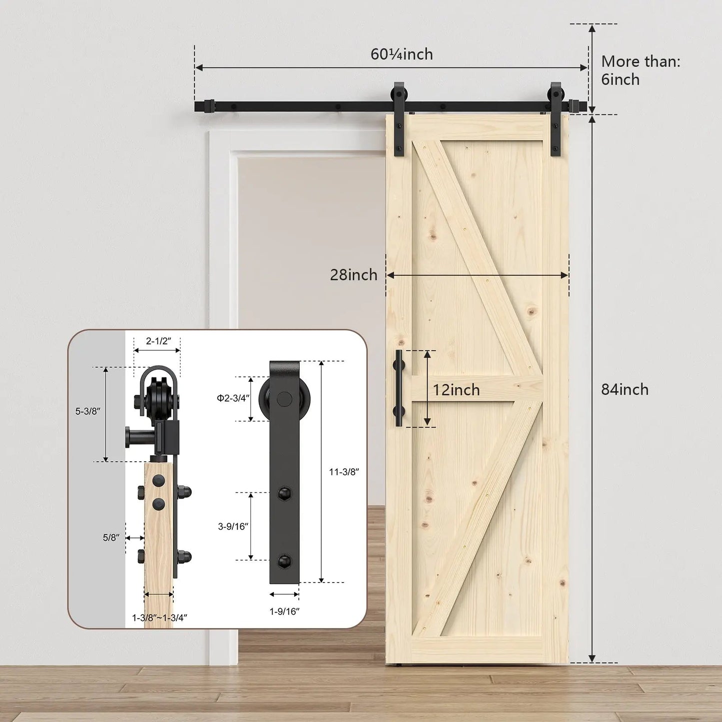 Solid Pine Barn Doors with Track Kit