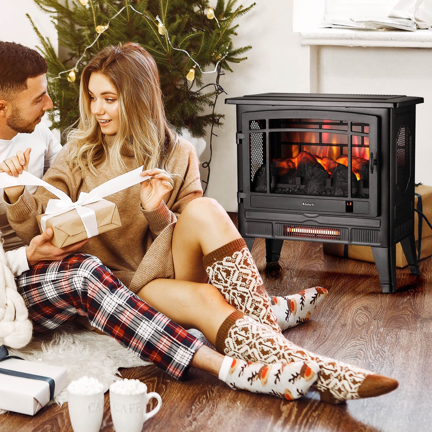 Suburbs TS25 Smart Electric Fireplace Stove Heater, WiFi Enabled