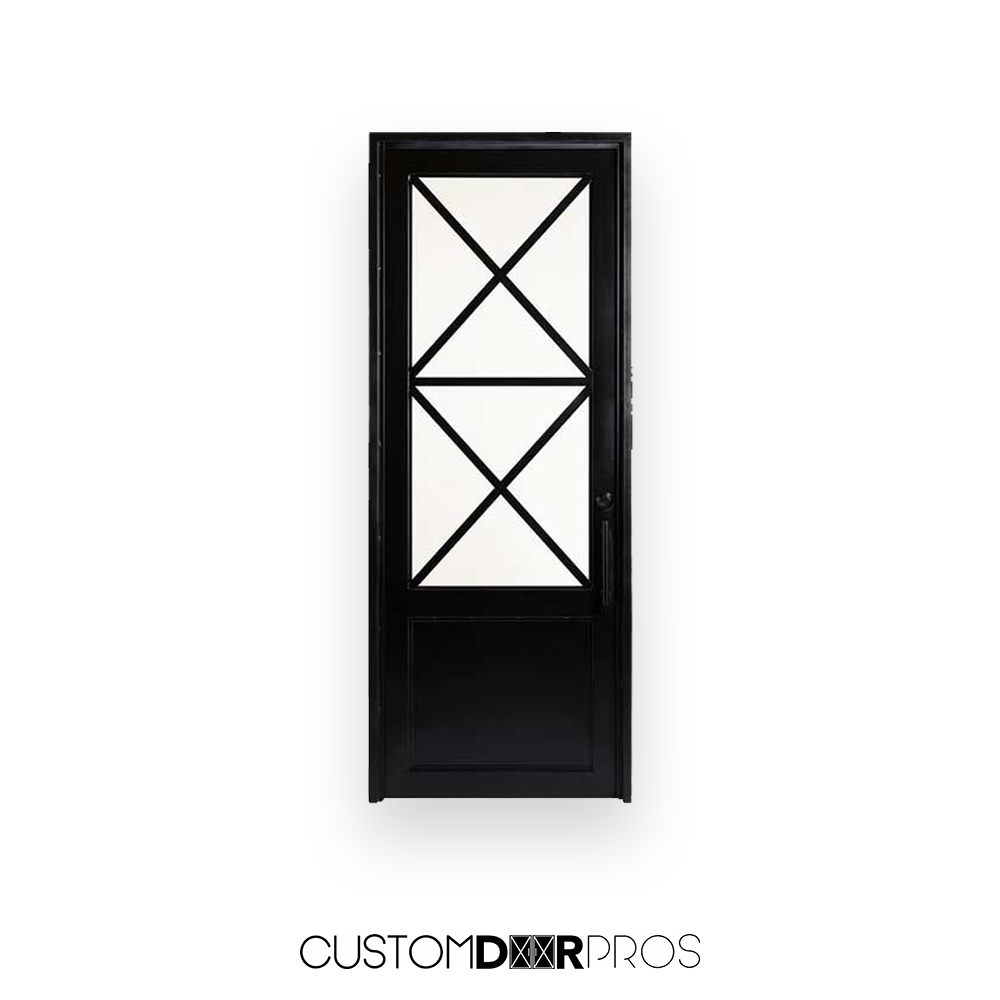 Artemis Single Iron Door with Regency Style and Glass, Perfect for Residential and Commercial Use