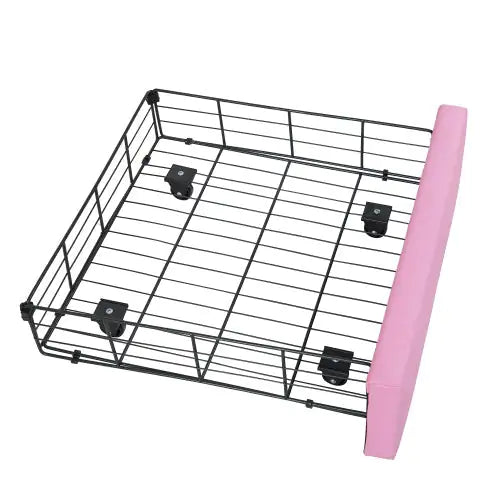 Twin Size Bed Frame with LED Lights, Modern Upholstered Princess Bed