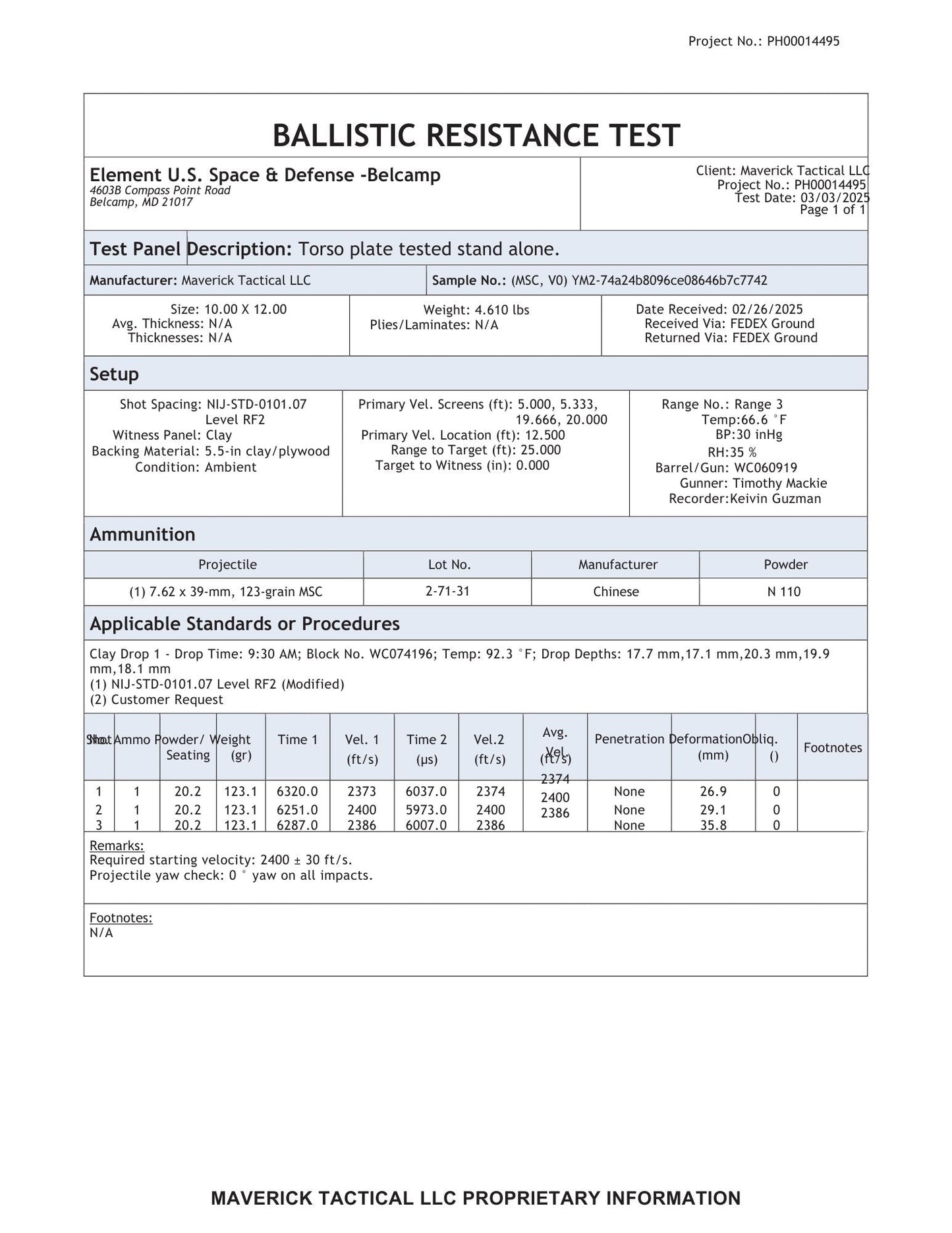 YM4 Body Armor Plate (Level SRT Special Rifle Threat)