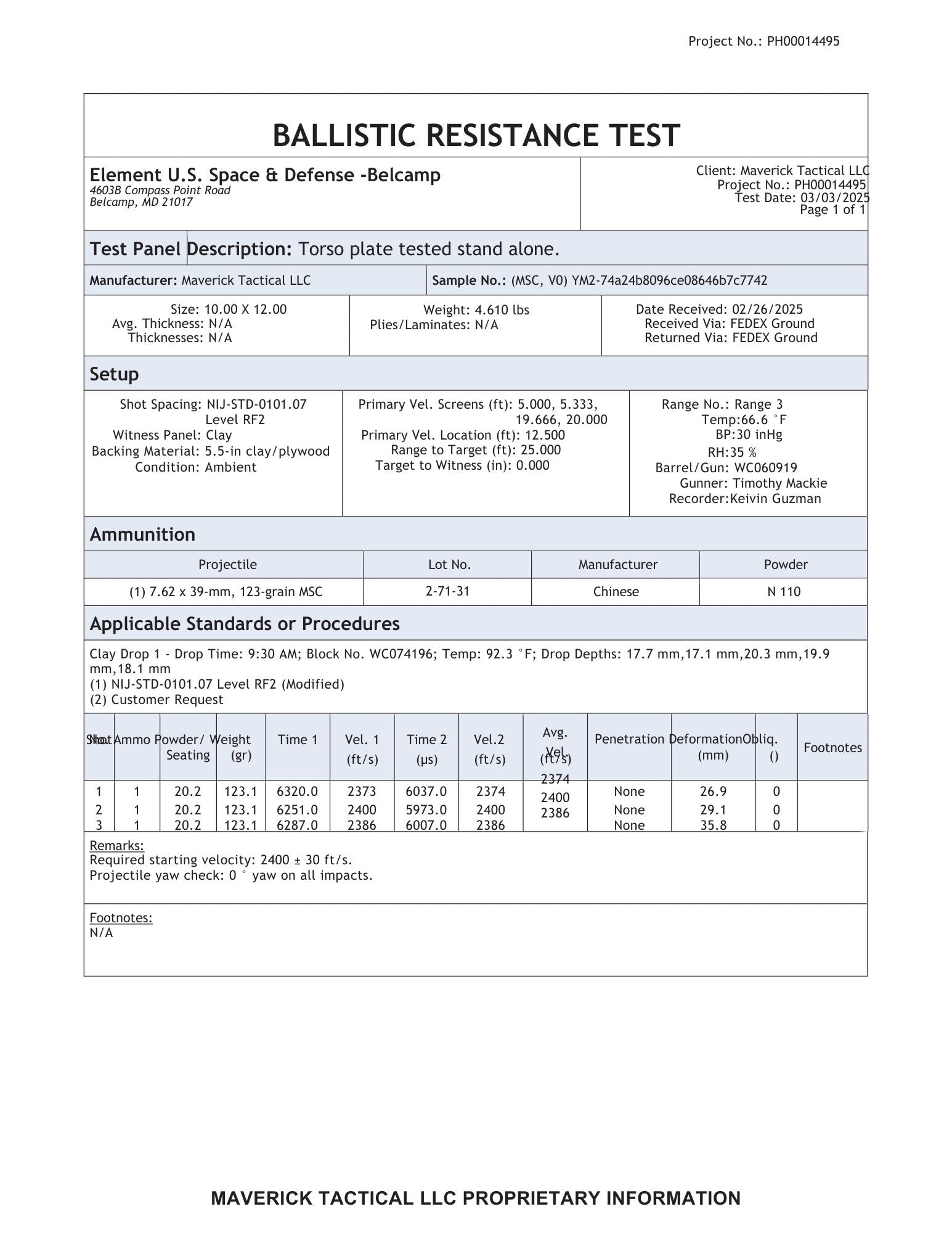 YM4 Body Armor Plate (Level SRT Special Rifle Threat)