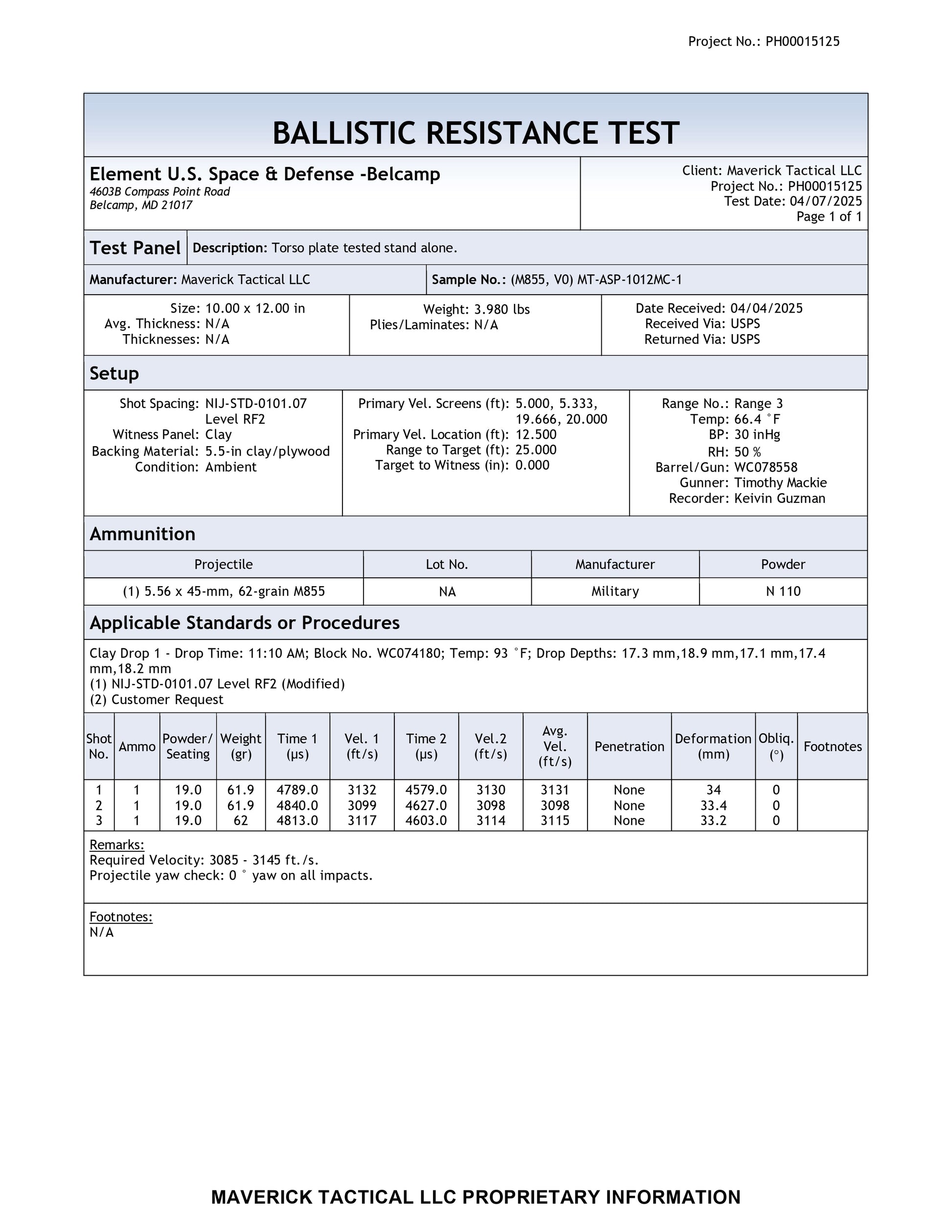 YM4 Body Armor Plate (Level SRT Special Rifle Threat)