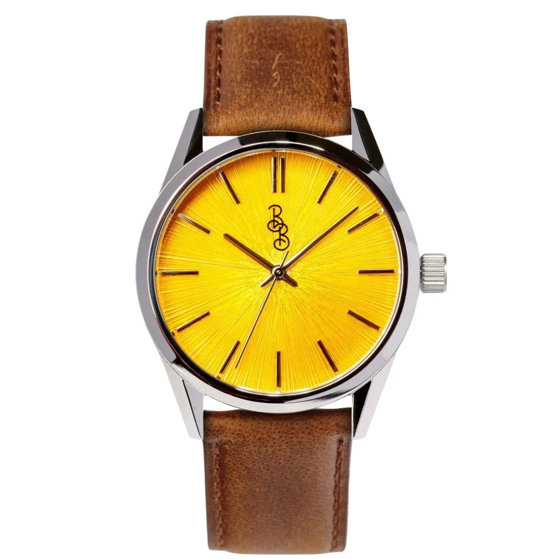 Yellow_Sunburst_on_Brown_Leather - shoponestop.store