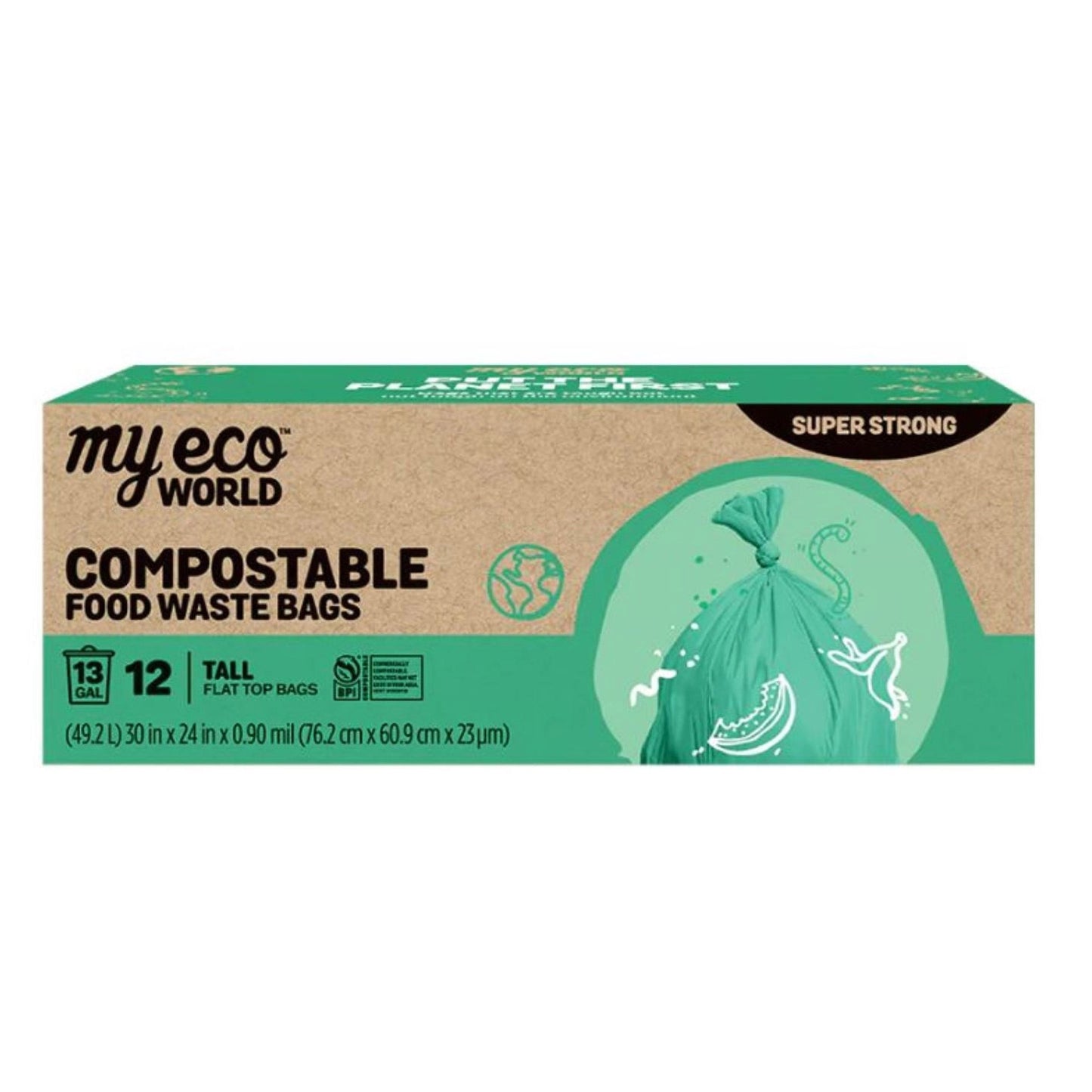 🌎 MyEcoWorld® 13-Gallon Certified Compostable Food Waste Bags – 72 Count