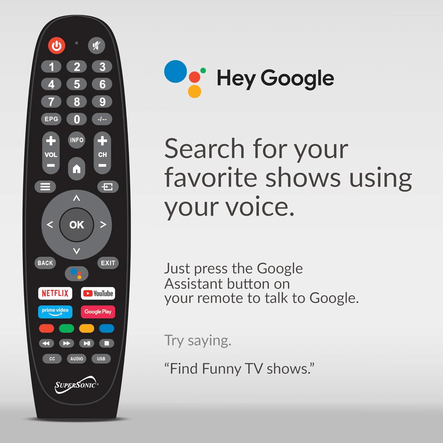 Supersonic 24-inch DLED Smart HDTV with Google Assistant ATSC and NTSC System ACDC Compatible