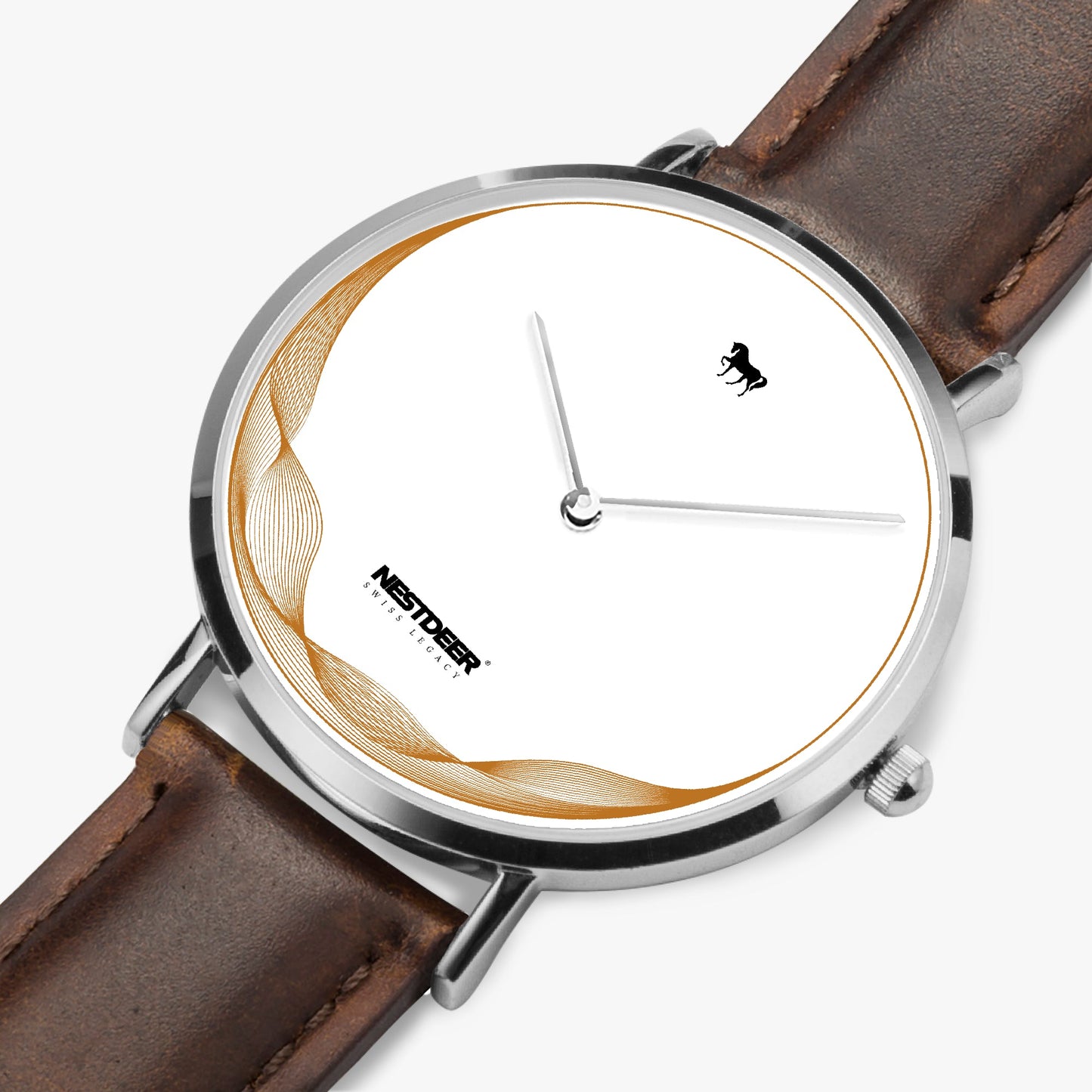 162. Ultra-Thin Leather Strap Quartz Watch (Silver)