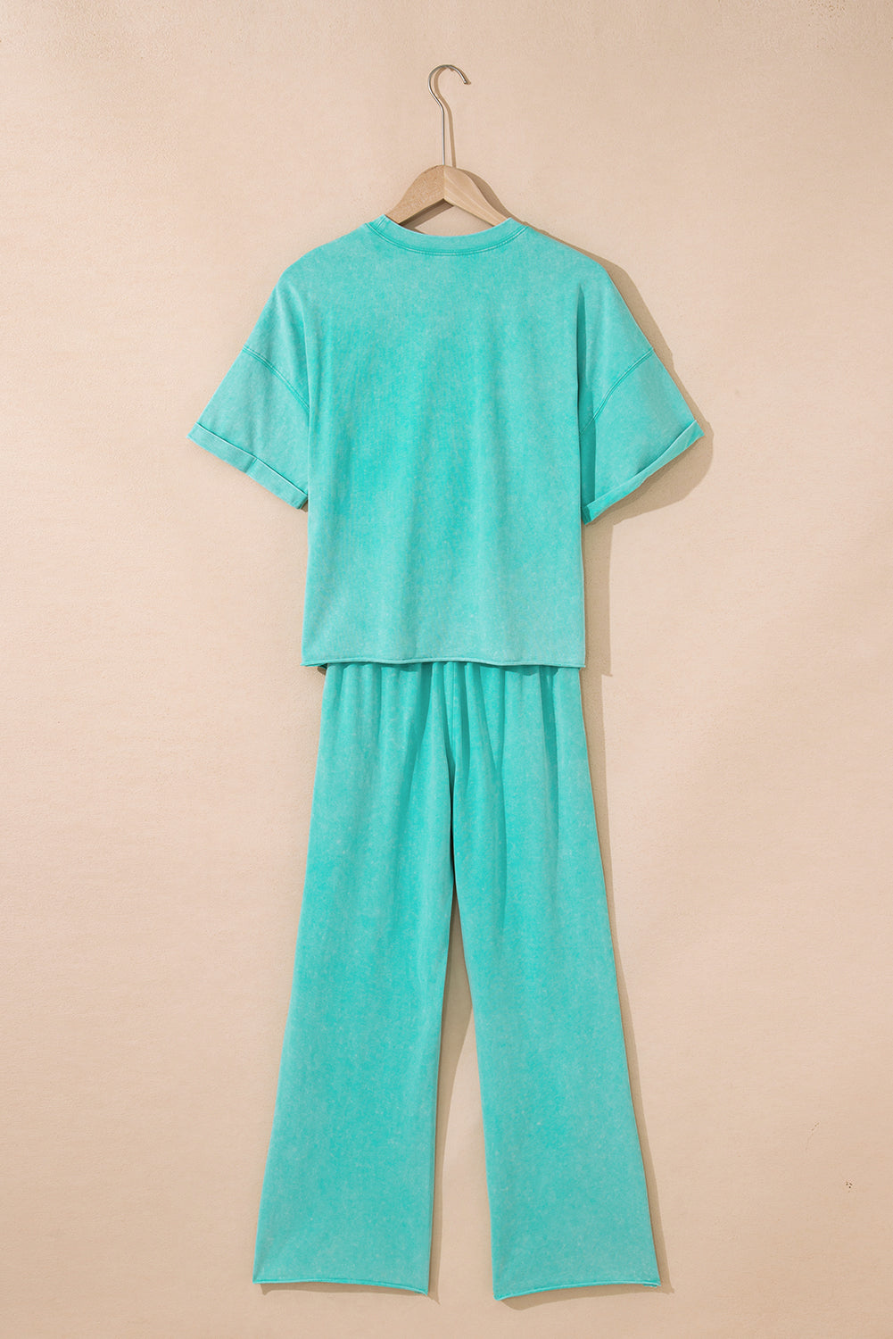 Arabella Acid Wash Star Patched Rolled Trim Pants Set