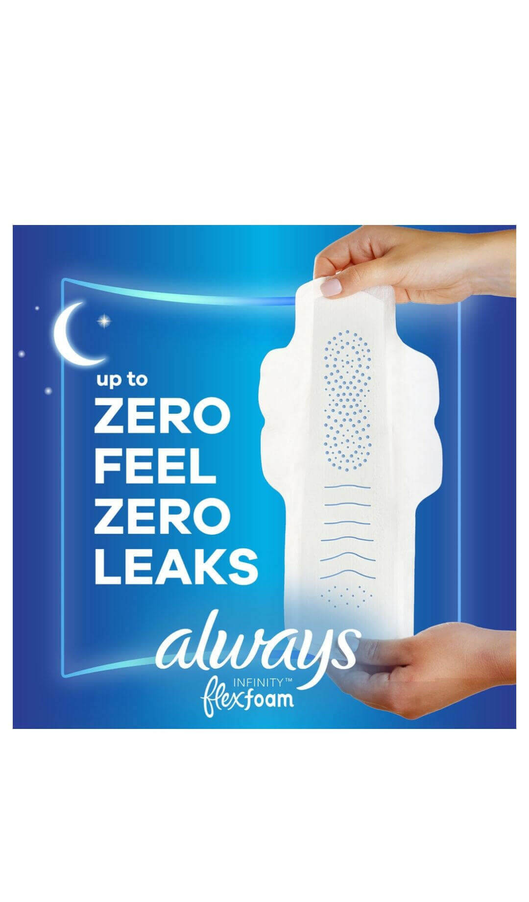 Always Infinity FlexFoam Overnight Pads with Wings, Unscented, Size 4, 64 ct – Flex Foam Night Pads for Heavy Flow