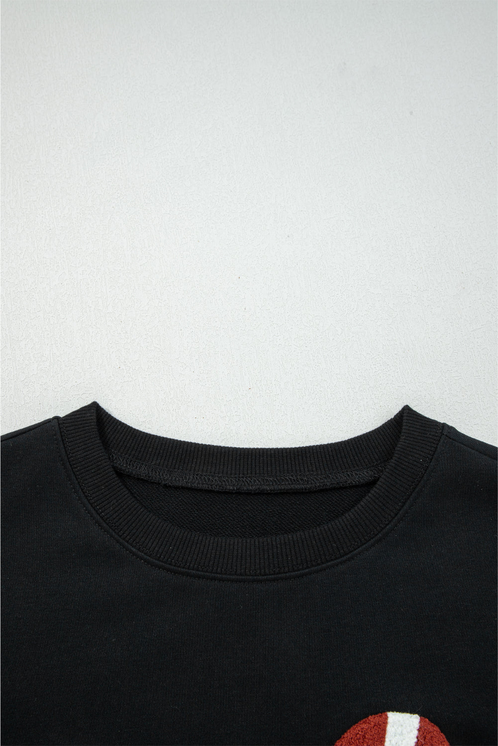 Black Varsity Baseball Bow Graphic Striped Sleeve Baggy Sweatshirt