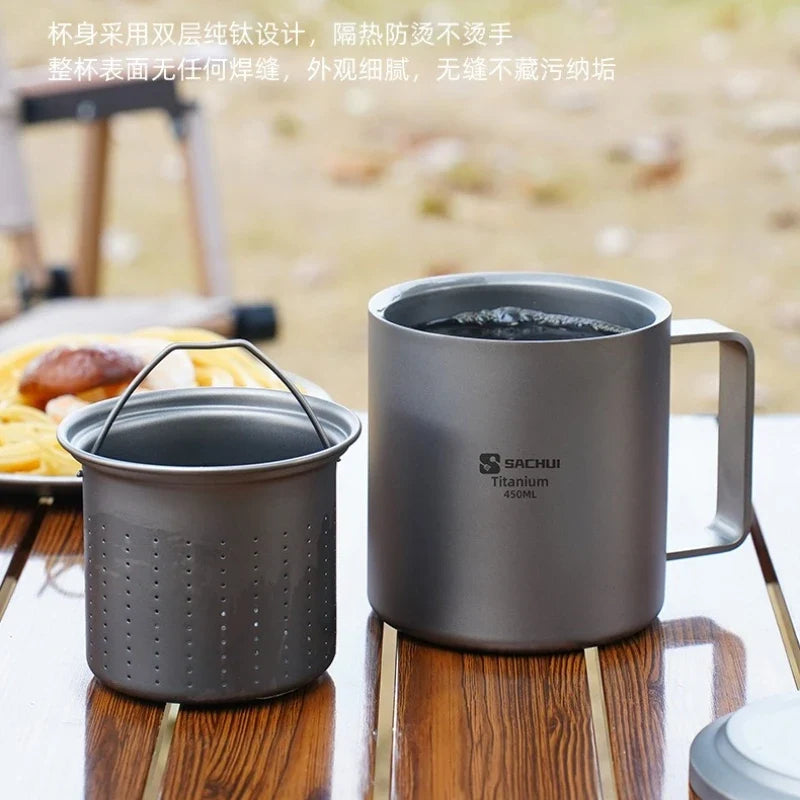 Pure Titanium Double-layer Mug - Durable & Insulated Drinkware