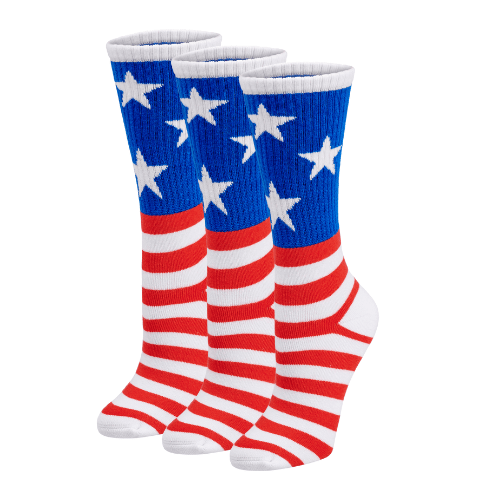 Bamboo Sports Red White and Blue Premium Bamboo Rayon Crew Work Socks