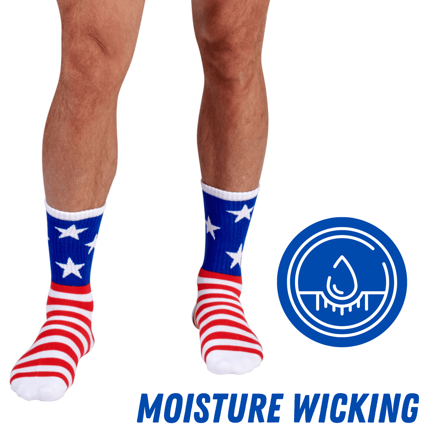 Bamboo Sports Red White and Blue Premium Bamboo Rayon Crew Work Socks