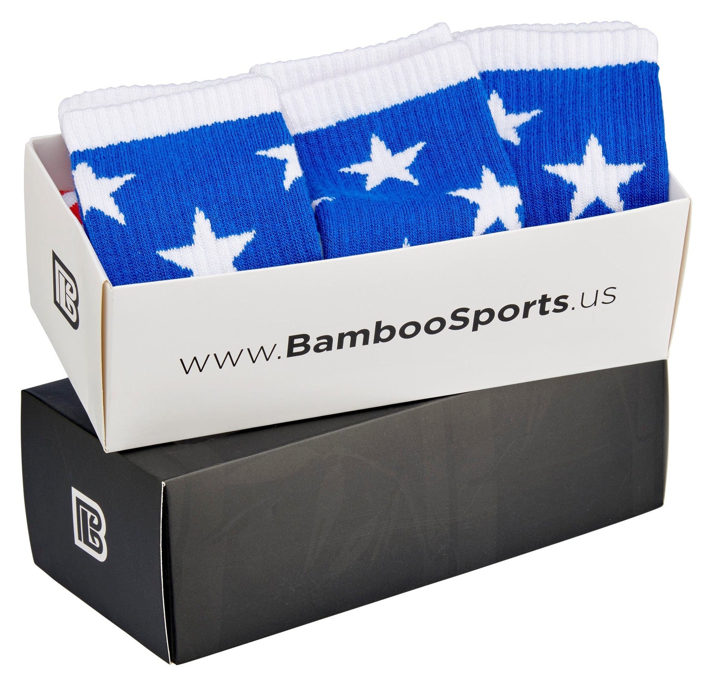 Bamboo Sports Red White and Blue Premium Bamboo Rayon Crew Work Socks