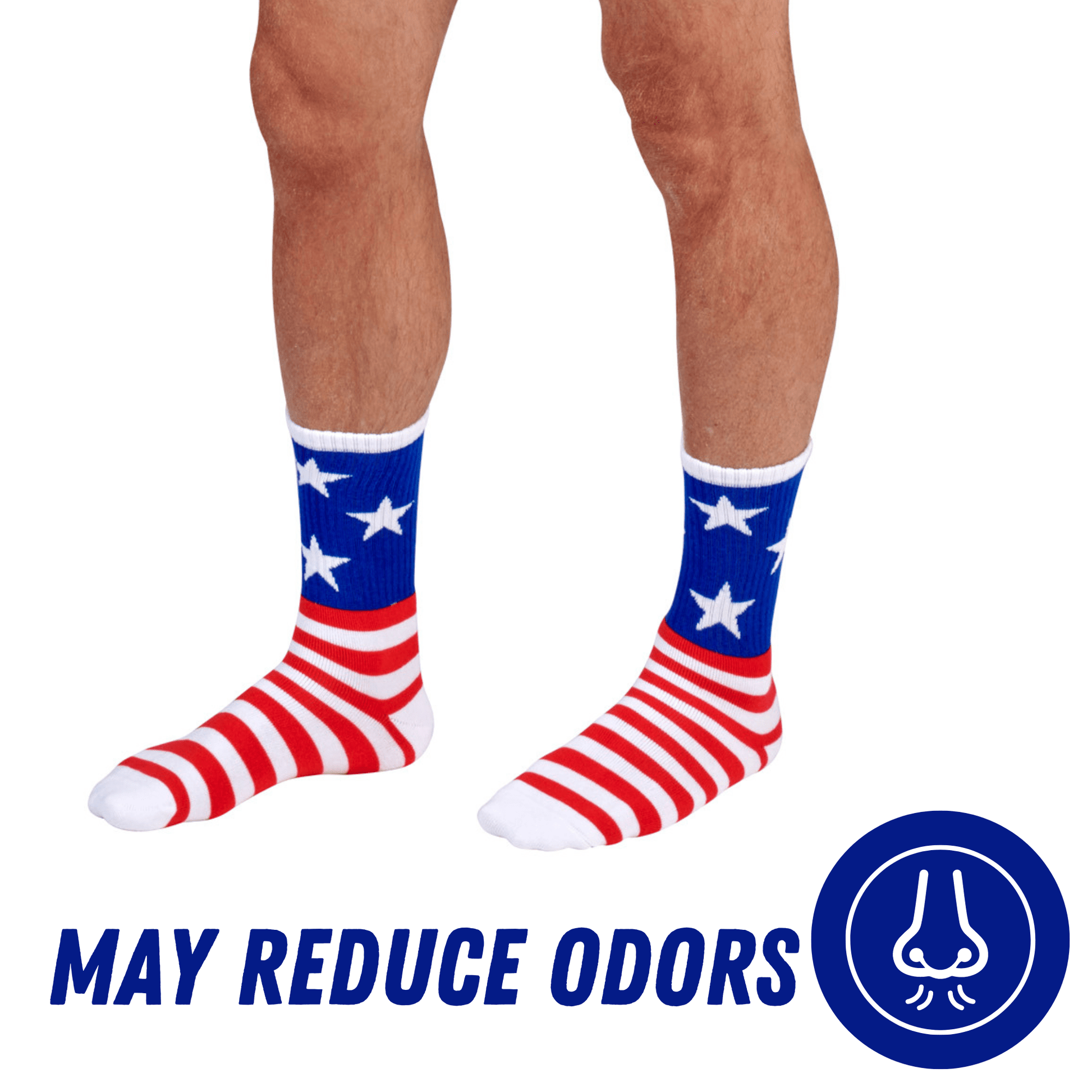 Bamboo Sports Red White and Blue Premium Bamboo Rayon Crew Work Socks