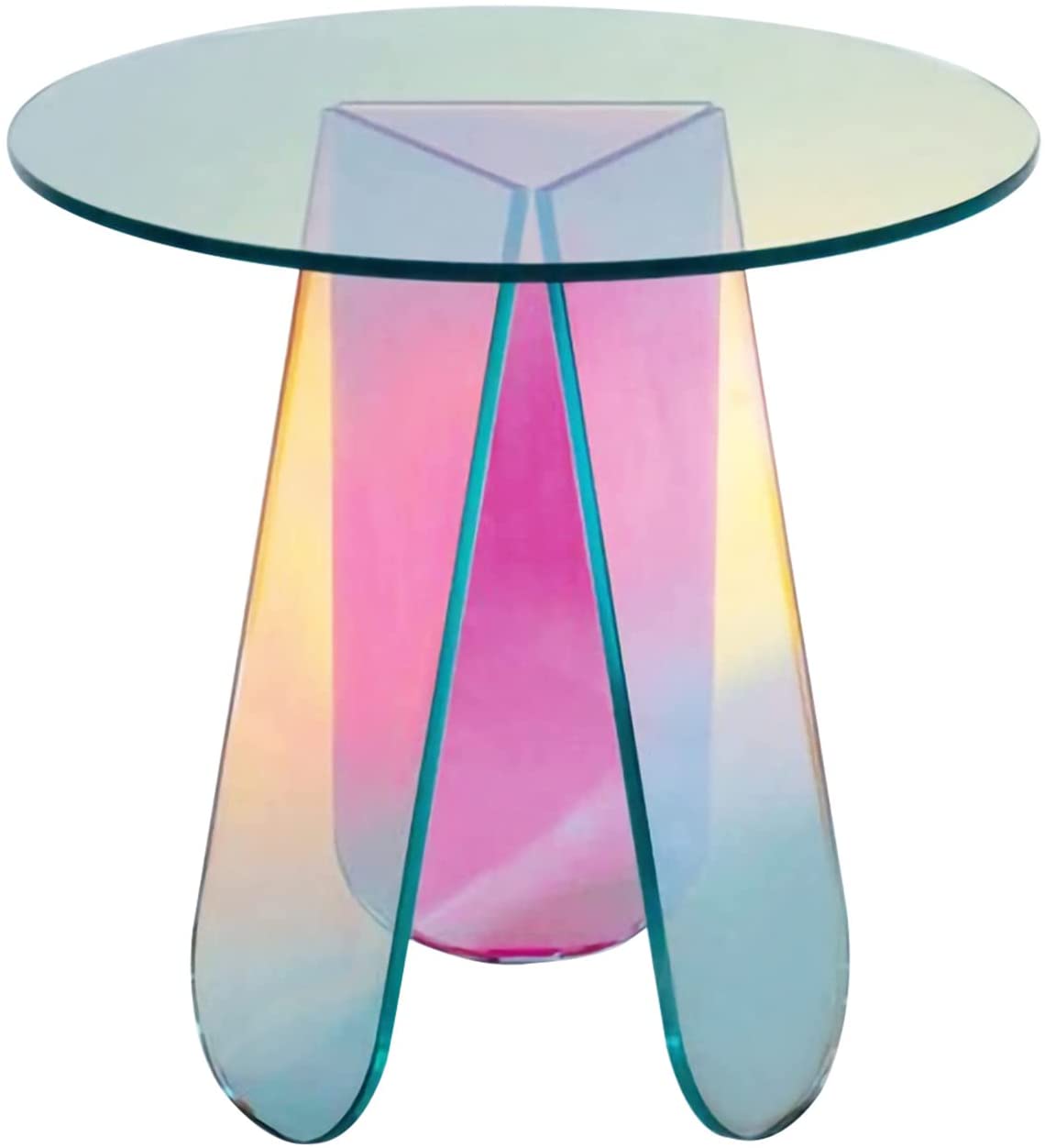 Acrylic Rainbow Color Coffee Table - Iridescent Modern Accent Table