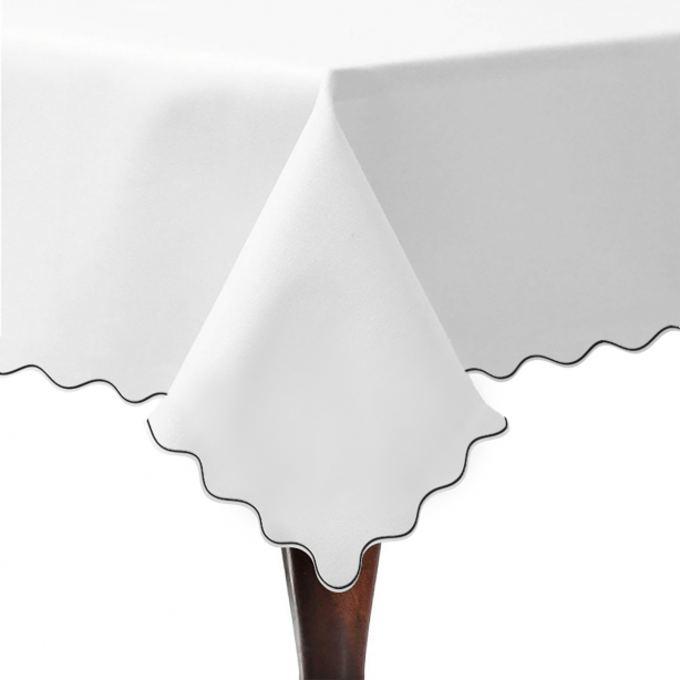 Scallop Embroidery Sateen Cotton Solid Table Cloth