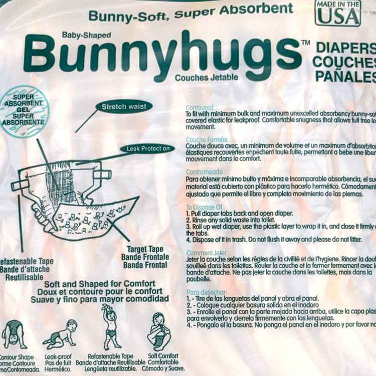 Bunnyhugs Medium Baby Diapers, Size 3 (12-24 lbs) - 18 Count