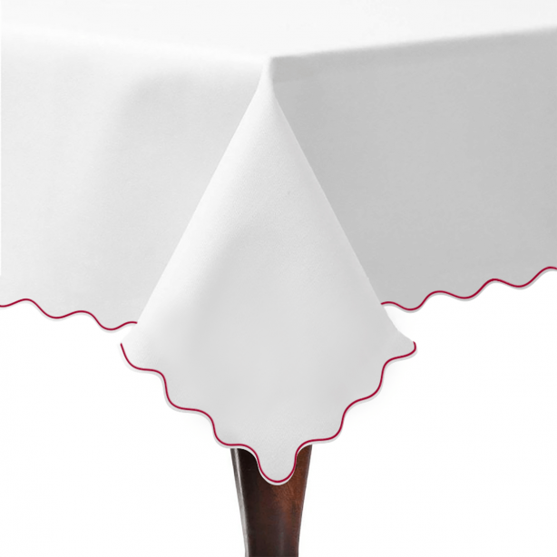 Scallop Embroidery Sateen Cotton Solid Table Cloth