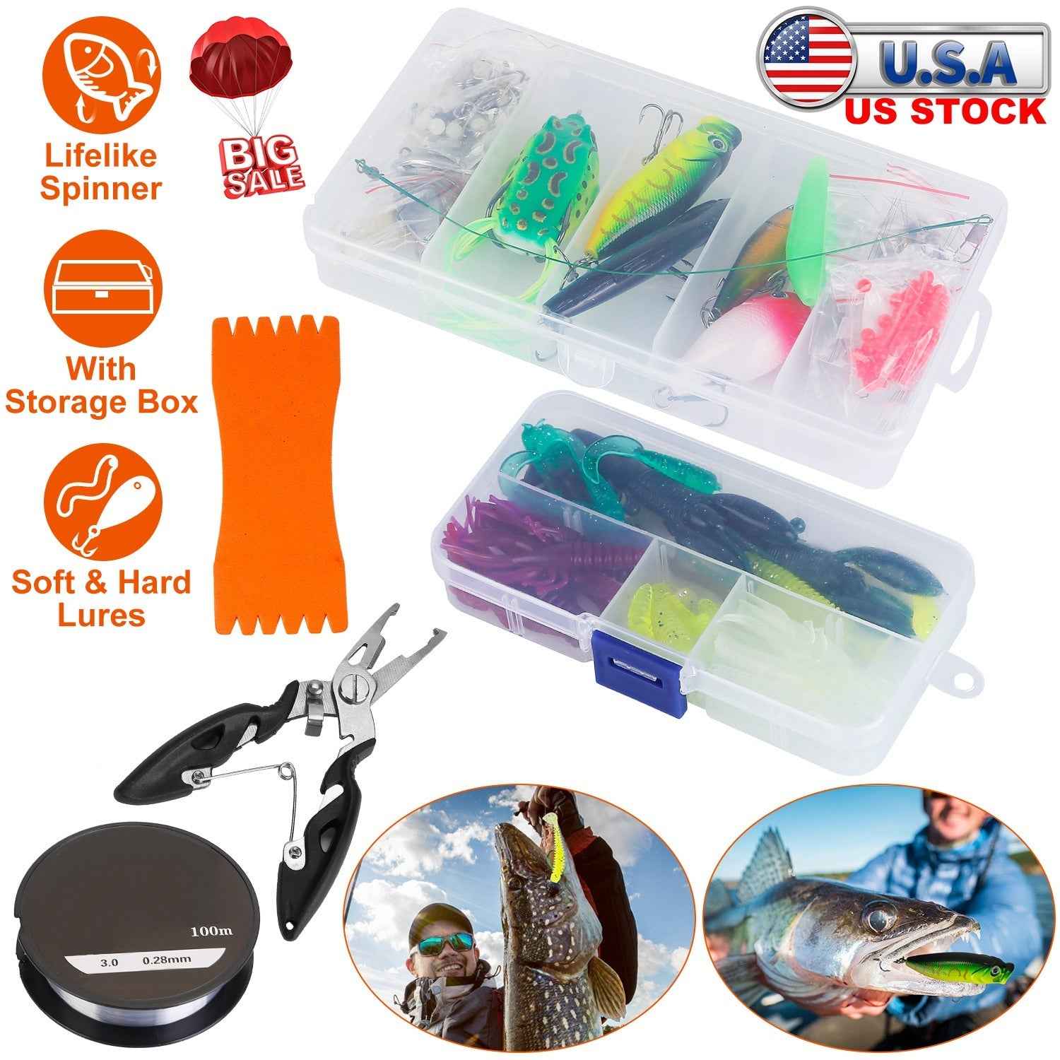 Fishing Lures Kit: Soft & Hard Lures for Salt/Freshwater
