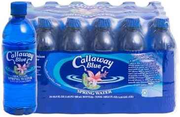 Callaway Blue Mountain Springwater, Natural Georgia Mountain Water, Bottled at the Source, Low Mineral 31 ppm TDS, Premium Drinking Bottles for Home, Office, Restaurant, 24 Pack