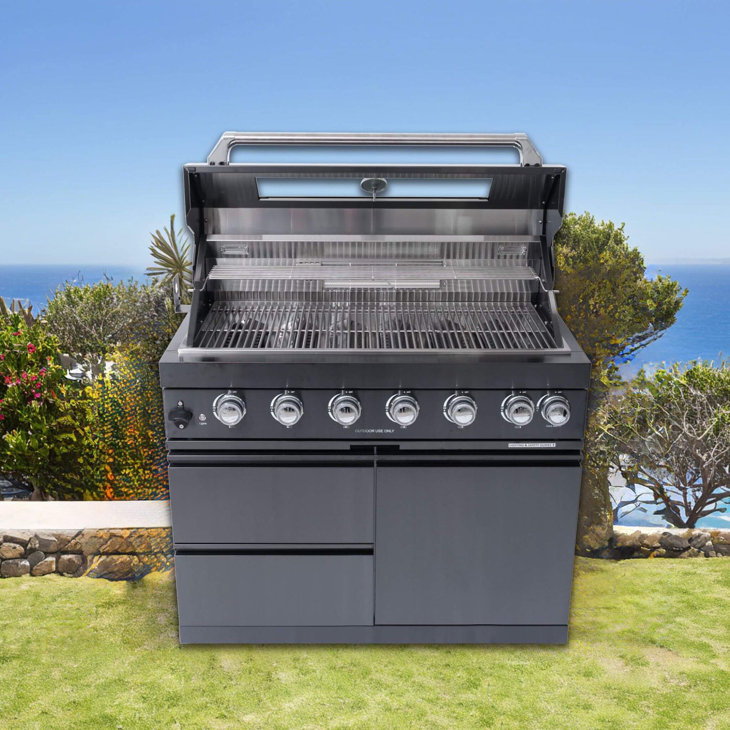 Black Stainless Steel 6-Burner Gas Grill