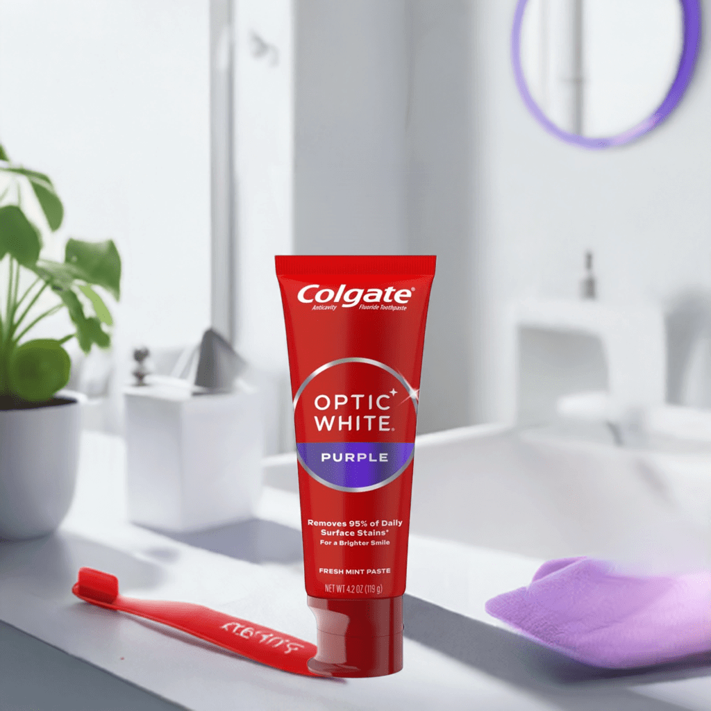 Colgate Optic White Purple Toothpaste Teeth Whitening Enamel-Safe Stain Removal