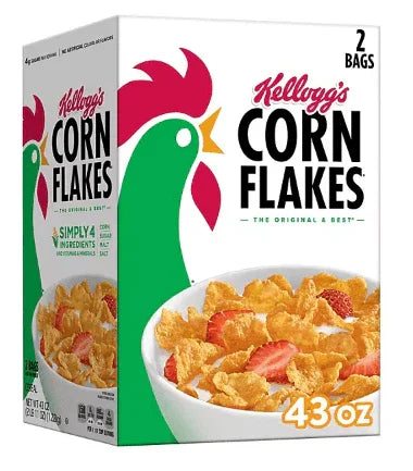 Kellogg's Corn Flakes Breakfast Cereal 2 x 43 oz Boxes (86 oz Total)