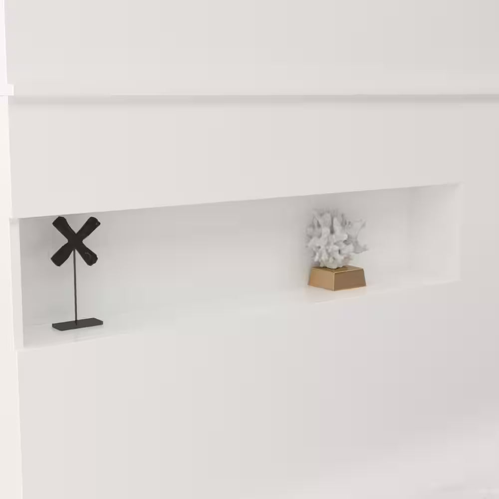 Natural White Corner Computer Desk with Hutch and Storage