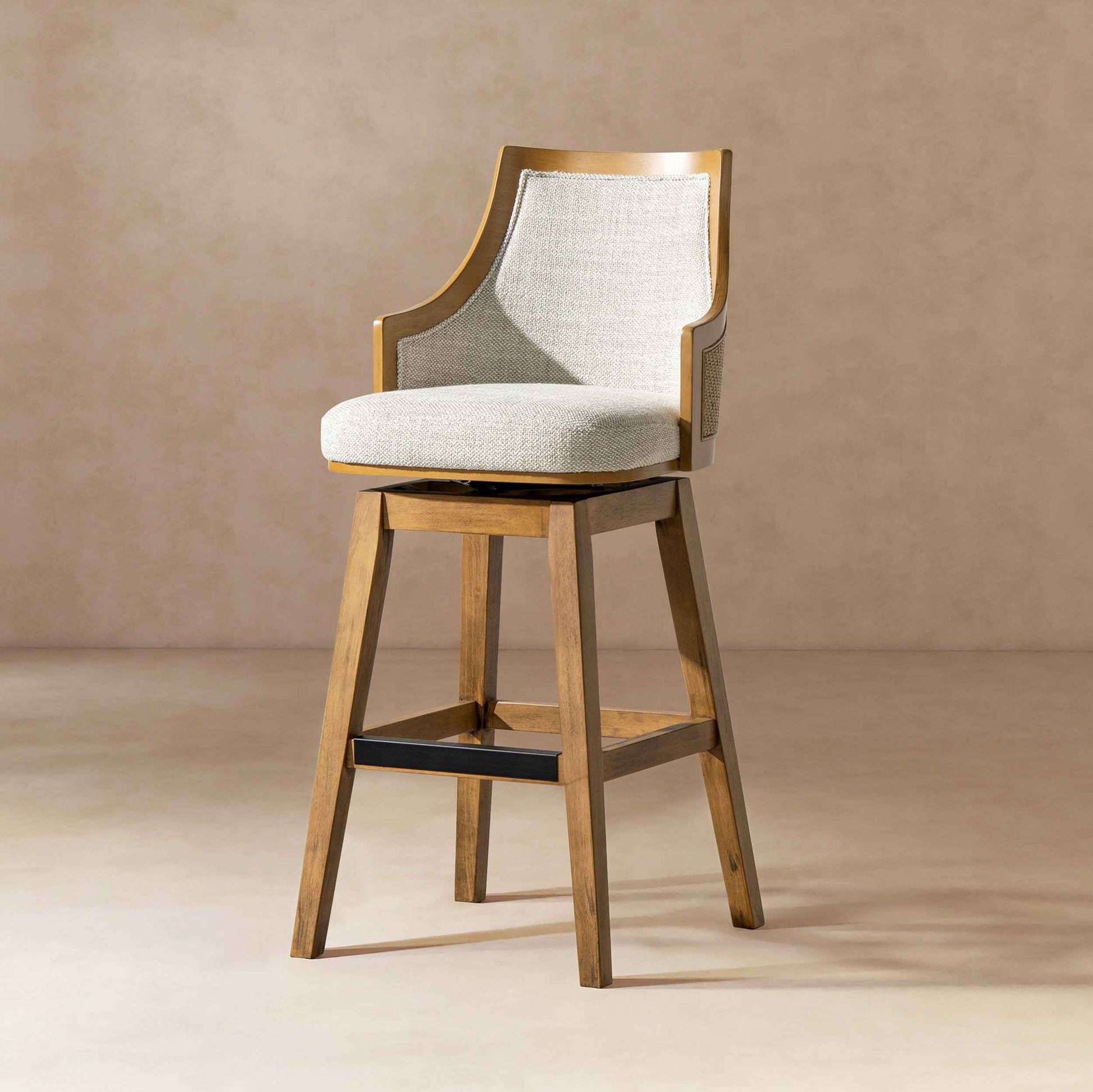 Bahama 30' Cane Rattan High-Back Swivel Bar Stool