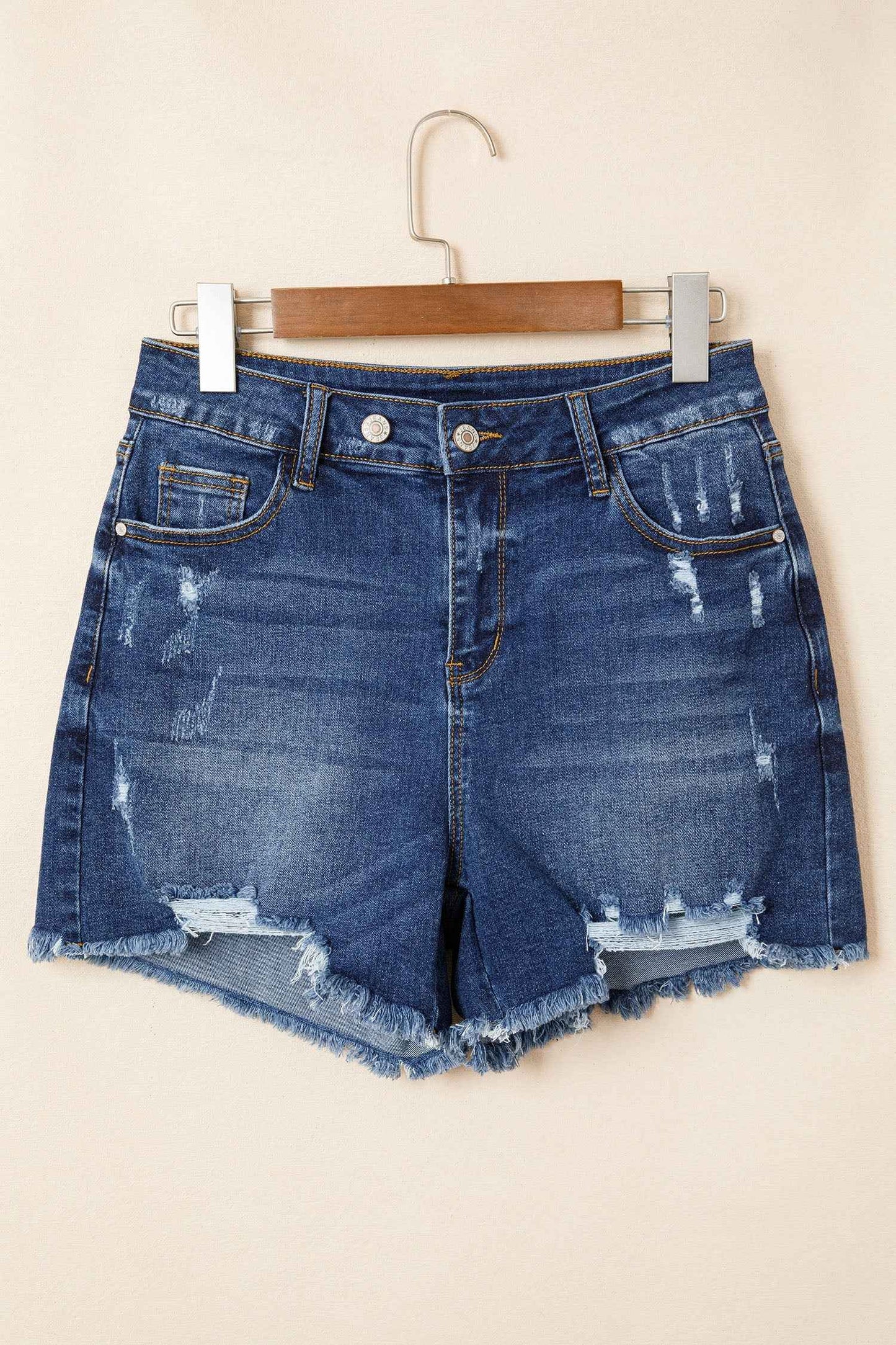 Holland Hem Distressed Whiskery Shorts