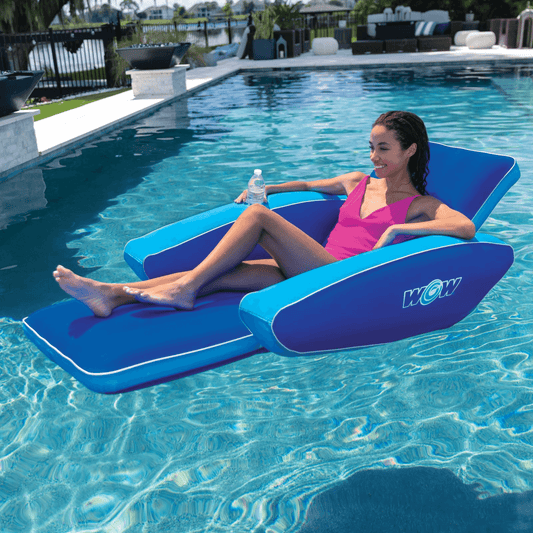 WOW Watersports Modern Lounger Pool Float with Cup Holder and Reclining Back