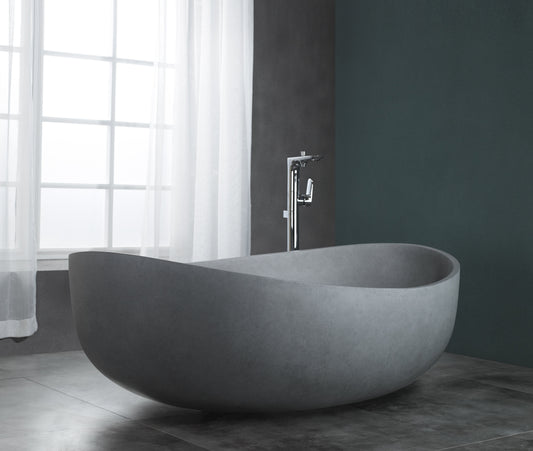 ALFI brand  ABCO63TUB 63" Solid Concrete Gray Matte Oval Bathtub