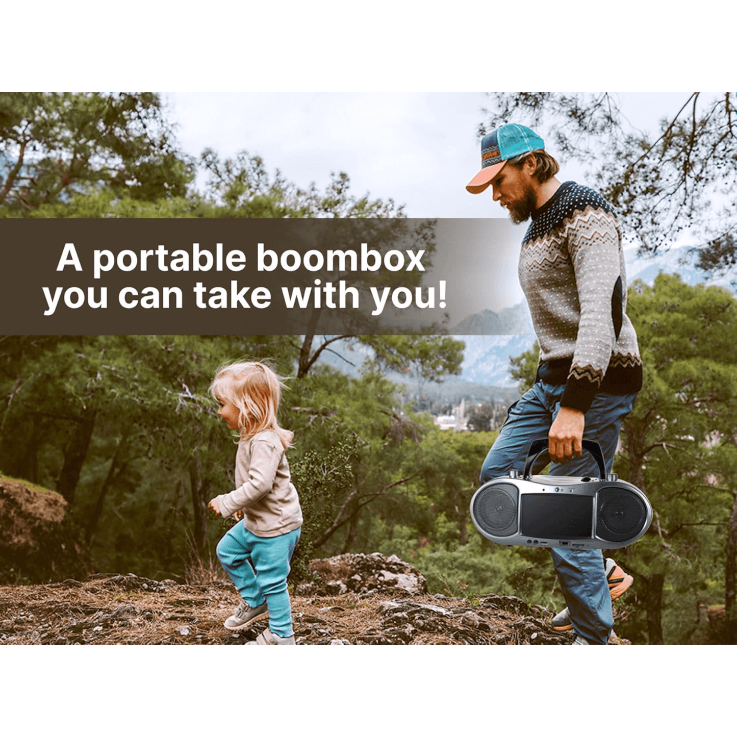 Emerson 7” Bluetooth DVD Boombox with HD-INPUT AM/FM Radio and Stereo Speakers