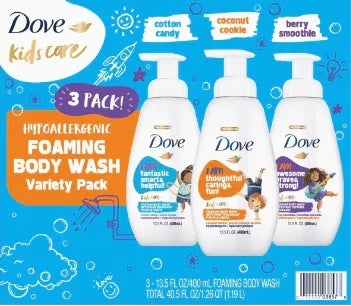 Dove Kids Care Foaming Body Wash – 13.5 oz Variety Pack, 3 Count