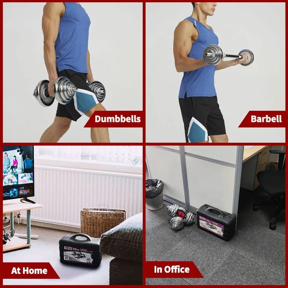 Adjustable Dumbbell Set Home Gym Cast Iron Barbell Sets with Carry Box 66lbs