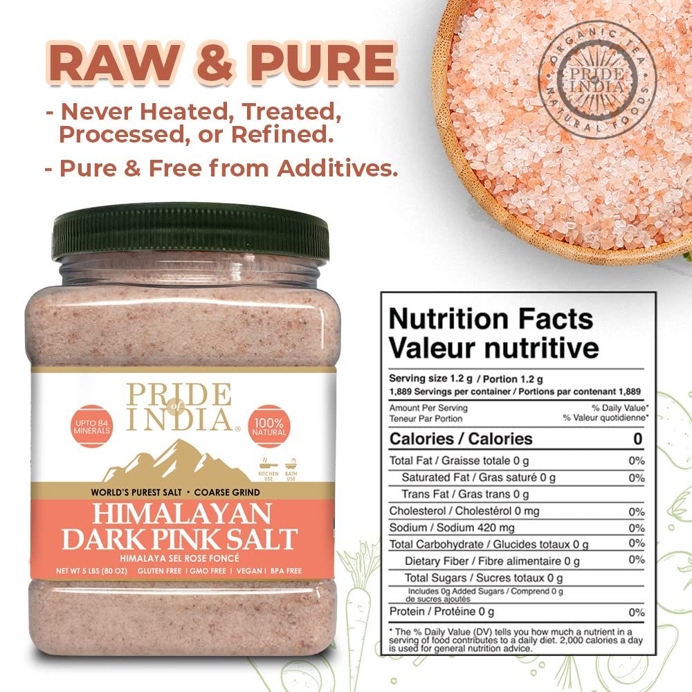 Pride Of India - Pure Himalayan Pink Salt - Enriched w/ 84+ Natural Minerals