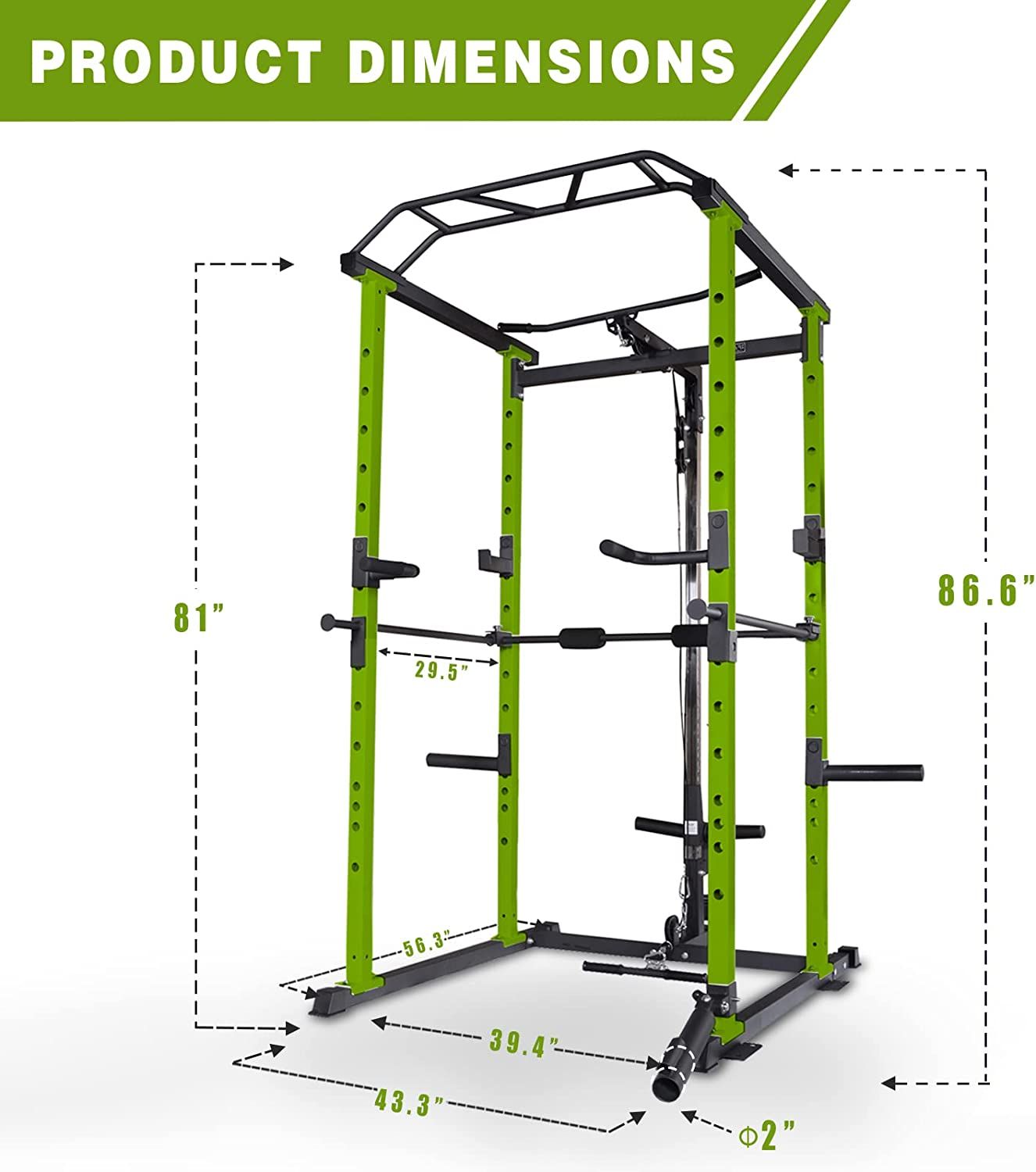 100lb Green Home Gym Set Multi-functional Power Cage