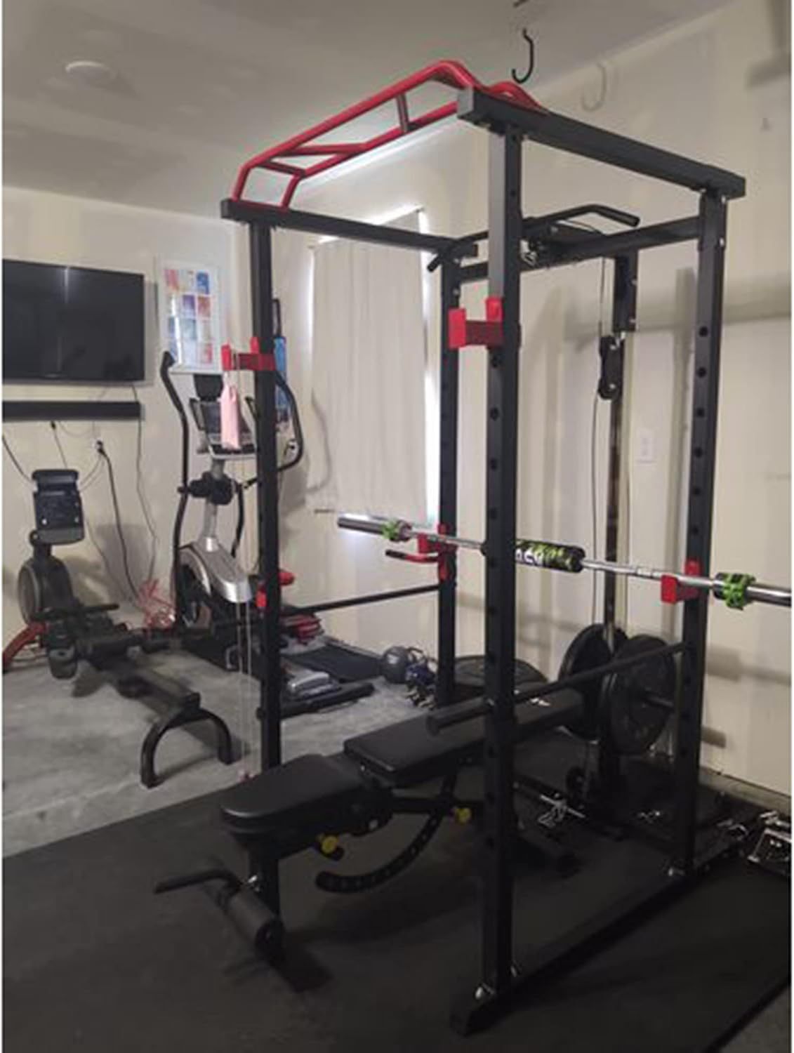 Multi-functional Power Cage, Home Adjustable Pullup Squat Rack 1000Lbs Capacity
