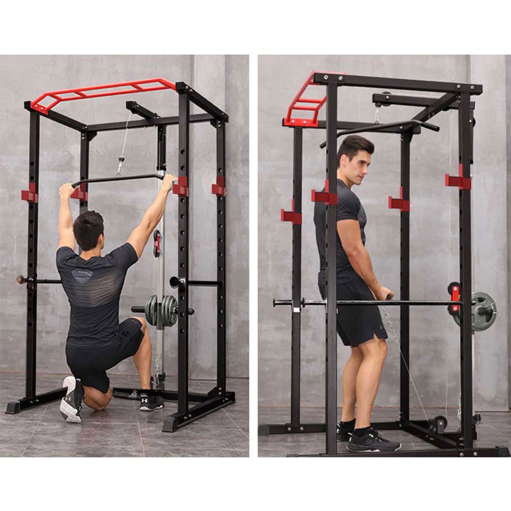 Multi-functional Power Cage, Home Adjustable Pullup Squat Rack 1000Lbs Capacity