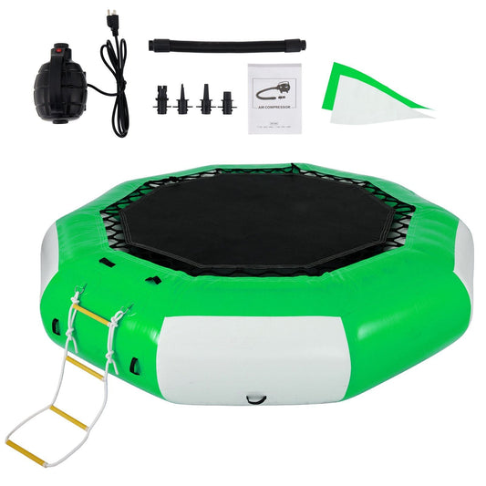 10FT Inflatable Water Trampoline with Ladder – Round Water Bouncer