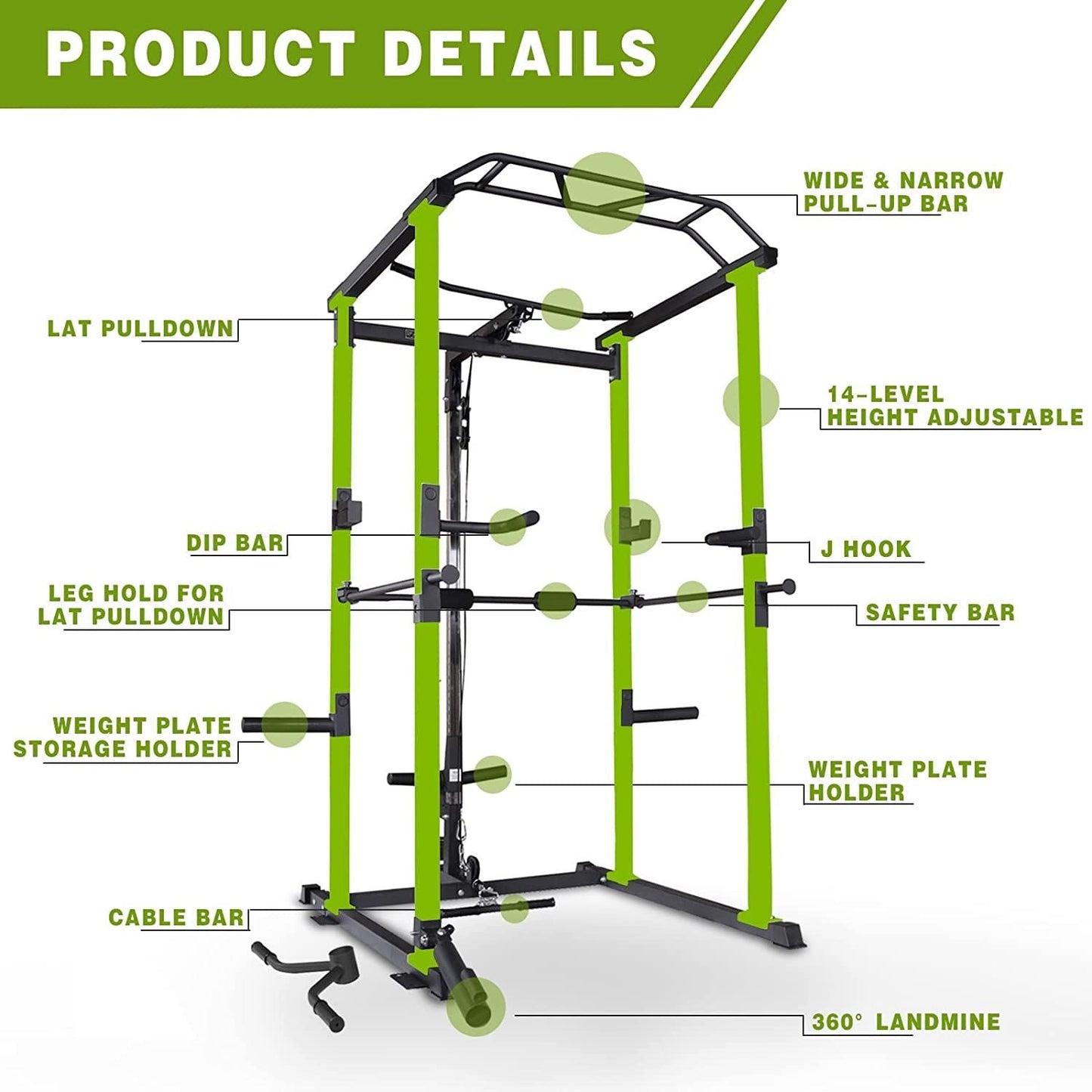 100lb Green Home Gym Set Multi-functional Power Cage