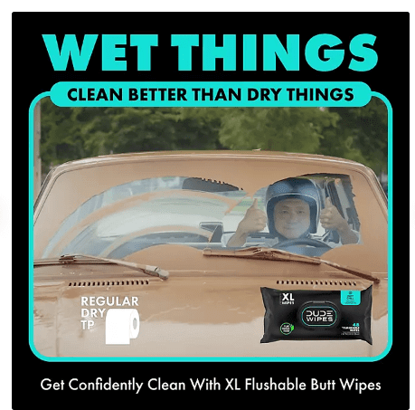 Dude Wipes XL Mint Flushable Wipes 4 Pack (120 Wipes) Sewer & Septic Safe