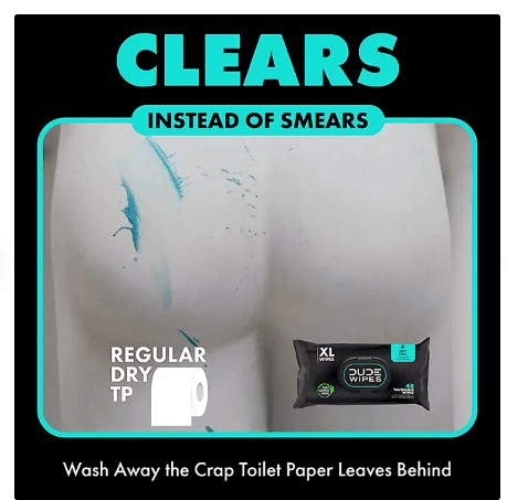 Dude Wipes XL Mint Flushable Wipes 4 Pack (120 Wipes) Sewer & Septic Safe